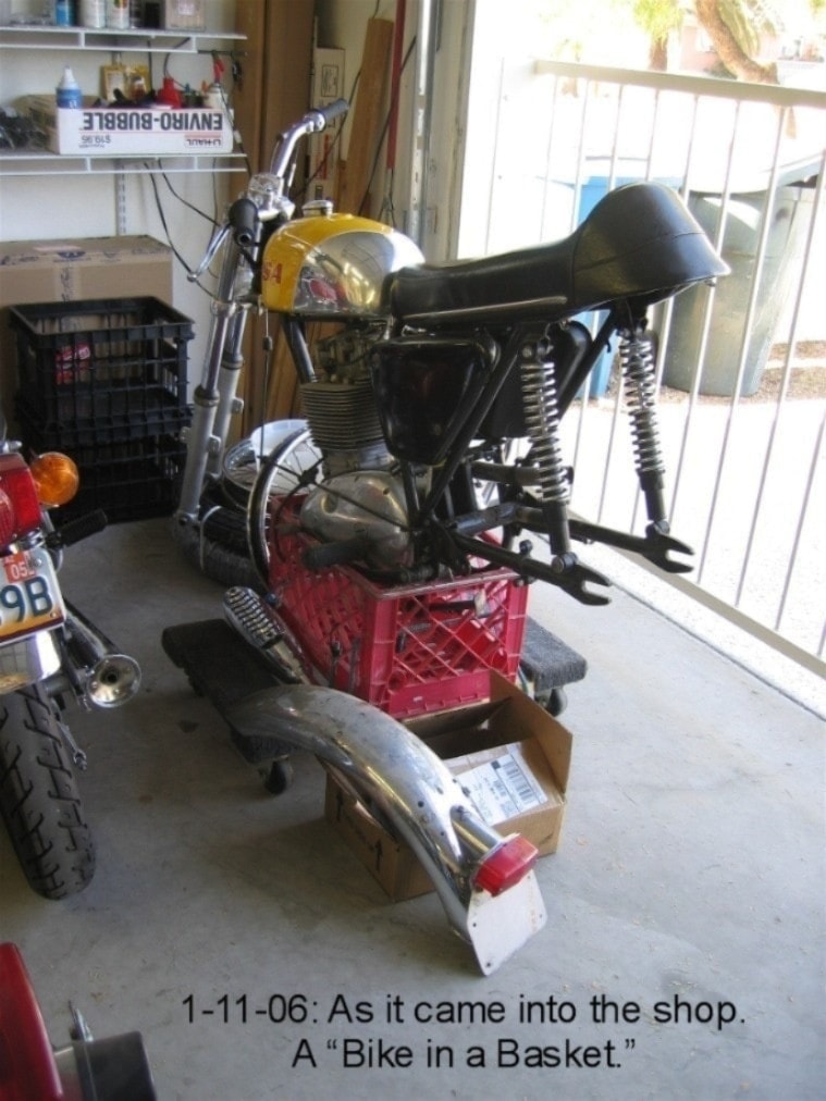 1968 BSA 441 Victor Scrambler — before restoration, disassembled