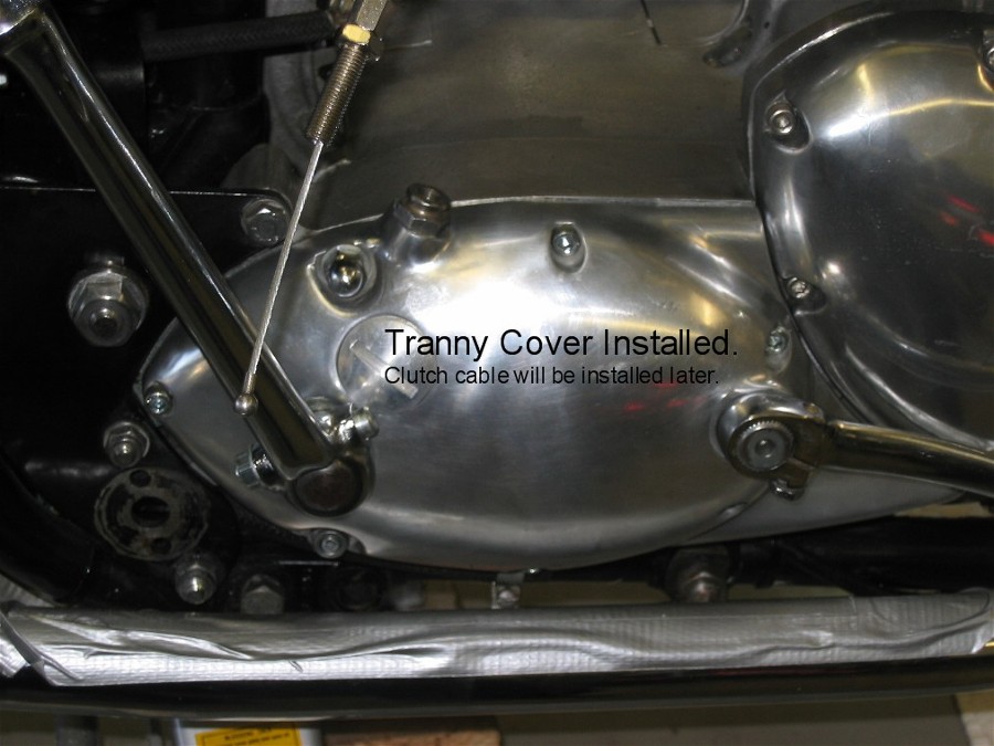1970 Triumph T120 — transmission cover removed showing inner workings